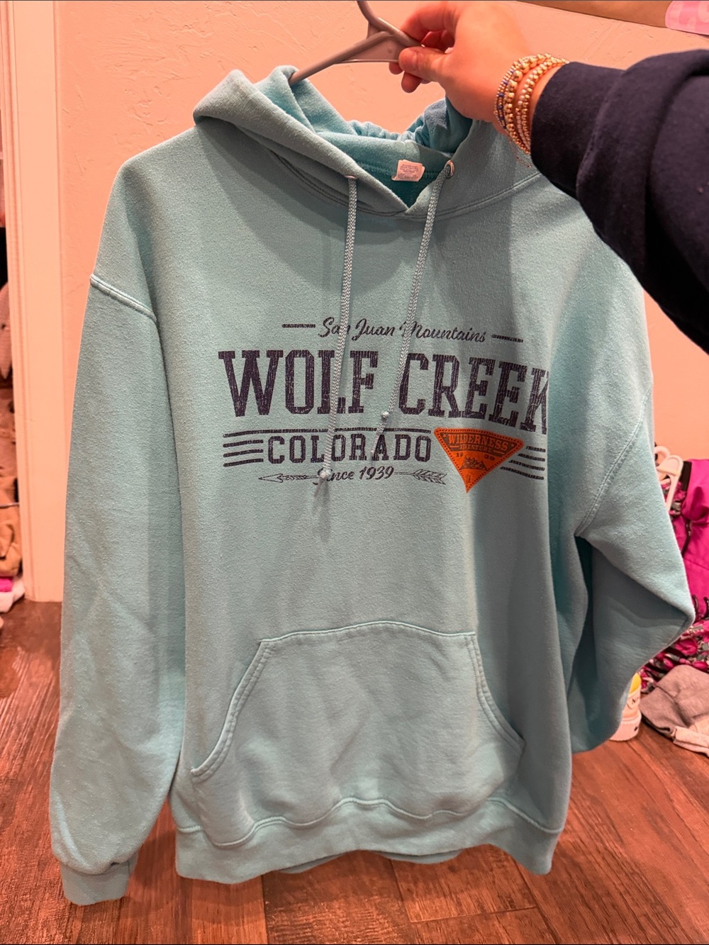 Wolf Creek Colorado Teal Drawstring Hoodie